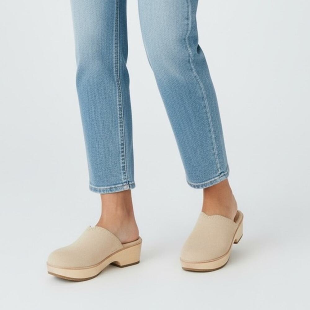 TOMS Addison Suede Wood Mule Clog 8.5